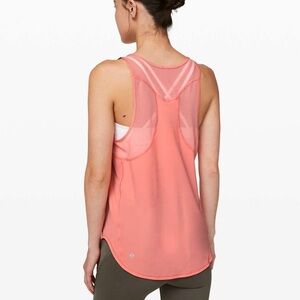 Lululemon Sculpt Tank top II Light Coral mesh performance curved hem workout